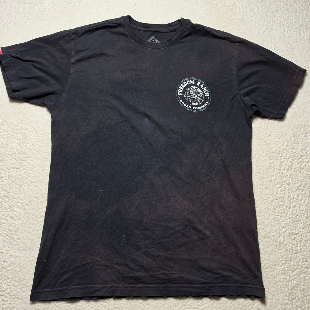 Freedom Ranch Rodeo Company Sugar Skull Sombrero Graphic T-Shirt Black XL